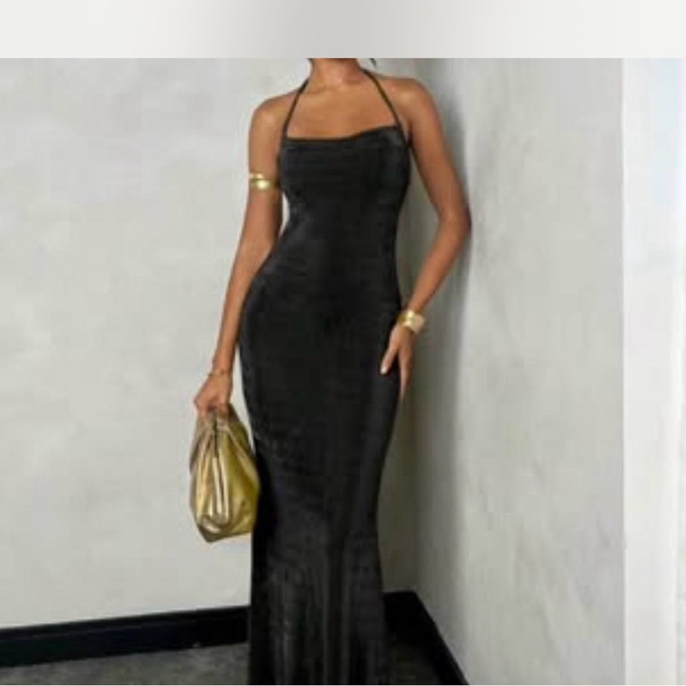 Elegant Black Halter Dress